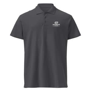 AmaraTech Logo and Slogan – Premium pique polo shirt Mouse Grey