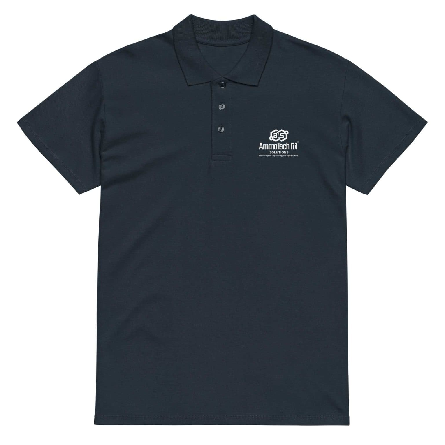 AmaraTech Logo and Slogan – Premium pique polo shirt Navy