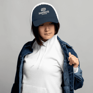AmaraTech Distressed Dad Hat Navy