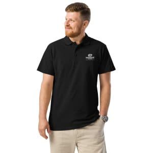 AmaraTech Logo and Slogan – Premium pique polo shirt Black