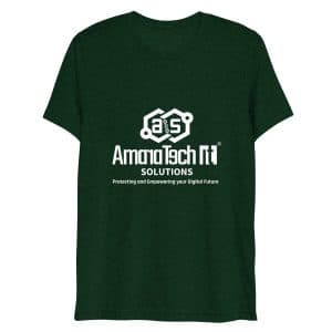 AmaraTech Logo and Slogan – Crewneck T-shirt Emerald Triblend