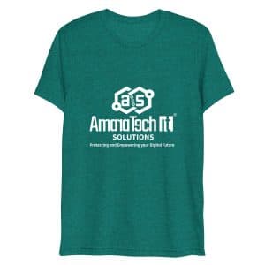 AmaraTech Logo and Slogan – Crewneck T-shirt Teal Triblend